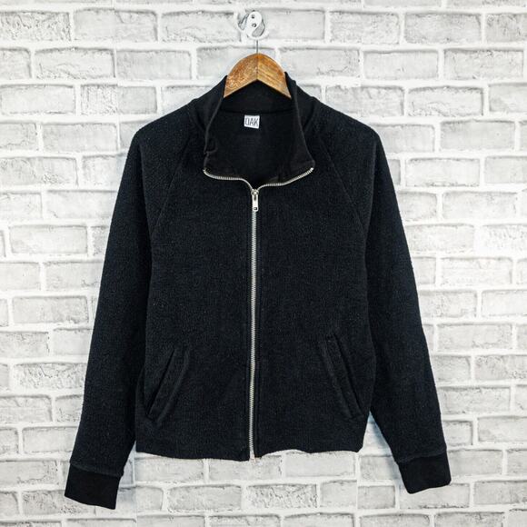 OAK Other - OAK NYC French terry full zip up Jacket Black Raw hem size Large
